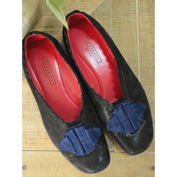 FUTABAYA LEATHER SLIP ON WOMENS US 7.5 EU 38 UNIQUE MADE IN ITALY RARE - Picture 2 of 6